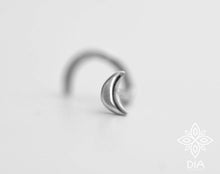 Load image into Gallery viewer, Silver Crescent Moon Nose Stud