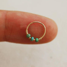 Load image into Gallery viewer, 14k Gold Turquoise Beads Nose Ring