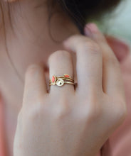 Load image into Gallery viewer, 14k Gold Evil Eye Ring with Pink Coral