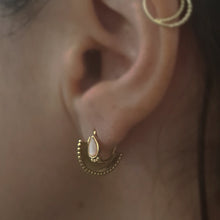 Load image into Gallery viewer, 14k Gold Mother of Pearl Dainty Hoop Earrings