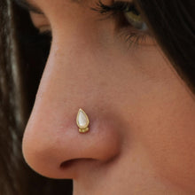 Load image into Gallery viewer, 14k Gold Mother of Pearl Evil Eye Nose Stud