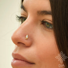 Load image into Gallery viewer, 14k Gold Mother of Pearl Evil Eye Nose Stud