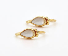 Load image into Gallery viewer, 14k Gold Mother of Pearl Dainty Hoop Earrings