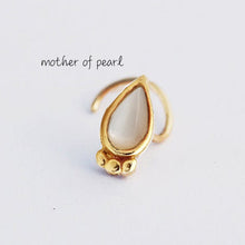 Load image into Gallery viewer, 14k Gold Mother of Pearl Evil Eye Nose Stud