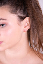 Load image into Gallery viewer, 14k Gold Turquoise Dainty Hoop Earrings