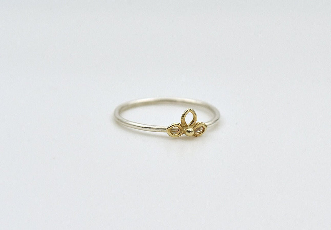 14k Gold and Silver Flower Ring