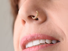 Load image into Gallery viewer, 14k Solid Gold Boho Floral Nose Ring