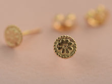 Load image into Gallery viewer, 14k Gold Tiny Floral Stud Earrings