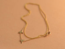 Load image into Gallery viewer, 14k Gold Asymmetric Necklace With Two Flying Birds - Mika