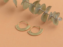 Load image into Gallery viewer, 14k Gold Medium Boho Hoop Earrings