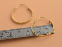 Load image into Gallery viewer, 14K Solid Gold Boho Dotted Hoop Earrings