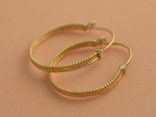 Load image into Gallery viewer, 14K Solid Gold Boho Dotted Hoop Earrings