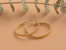 Load image into Gallery viewer, 14K Solid Gold Boho Dotted Hoop Earrings
