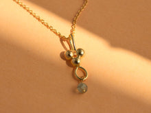 Load image into Gallery viewer, 14k Gold Three-Dot Pendant with Aquamarine