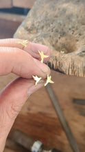 Load image into Gallery viewer, 14k Gold Studs Earrings - Flying Sparrow - One Pair