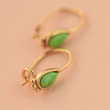 Load image into Gallery viewer, 14K Gold GREEN JADE Earrings
