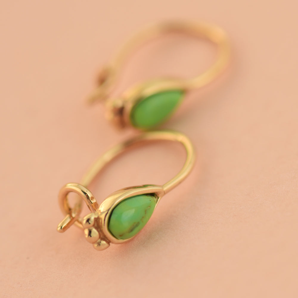 14K Gold GREEN JADE Earrings