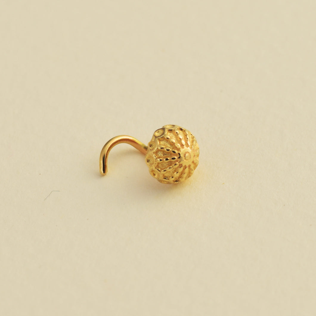 14k Gold Filigree Dome Flower Stud Earring