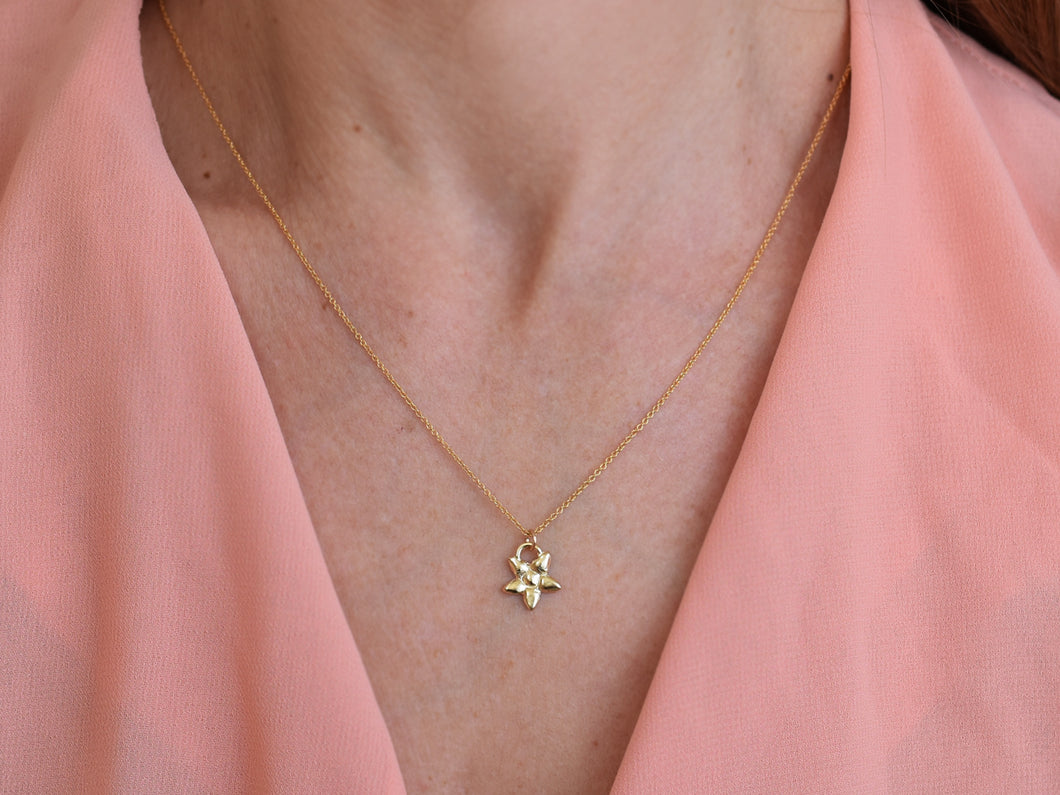14k Solid Gold Flower Necklace - Shannaya