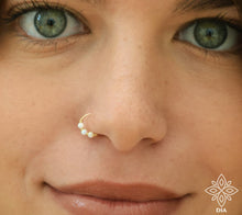 Load image into Gallery viewer, 14k Solid Gold Opal Nose Ring

