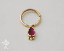 Load image into Gallery viewer, 14k Solid Gold Indian Drop Hoop Ring
