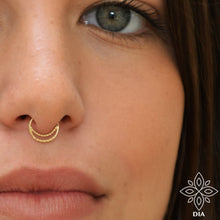 Load image into Gallery viewer, 14k Solid Gold Moon Nose Hoop
