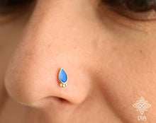 Load image into Gallery viewer, 14k Gold Tiny Evil Eye Drop Nose Stud
