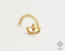 Load image into Gallery viewer, 14k Gold Tiny Crown Nose Stud
