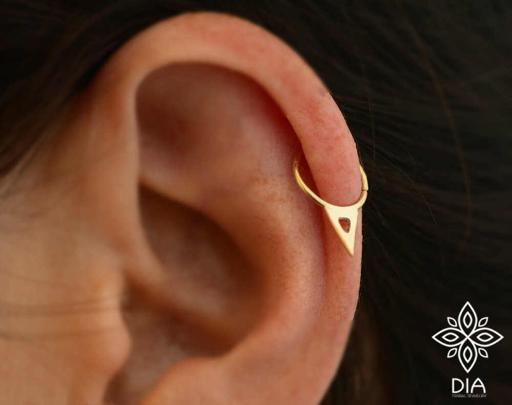 14k Gold Triangle Hoop Ring