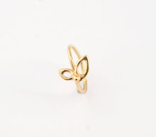 Load image into Gallery viewer, 14k Solid Gold Minimal Flower Hoop Ring
