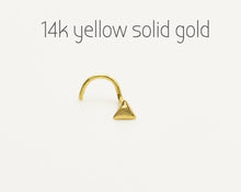 Load image into Gallery viewer, 14k Gold Tiny Triangle Nose Stud
