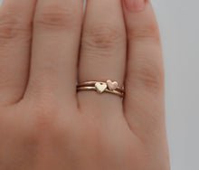 Load image into Gallery viewer, Set of Two Mixed 14k Yellow and Rose Gold Dainty Heart Ring
