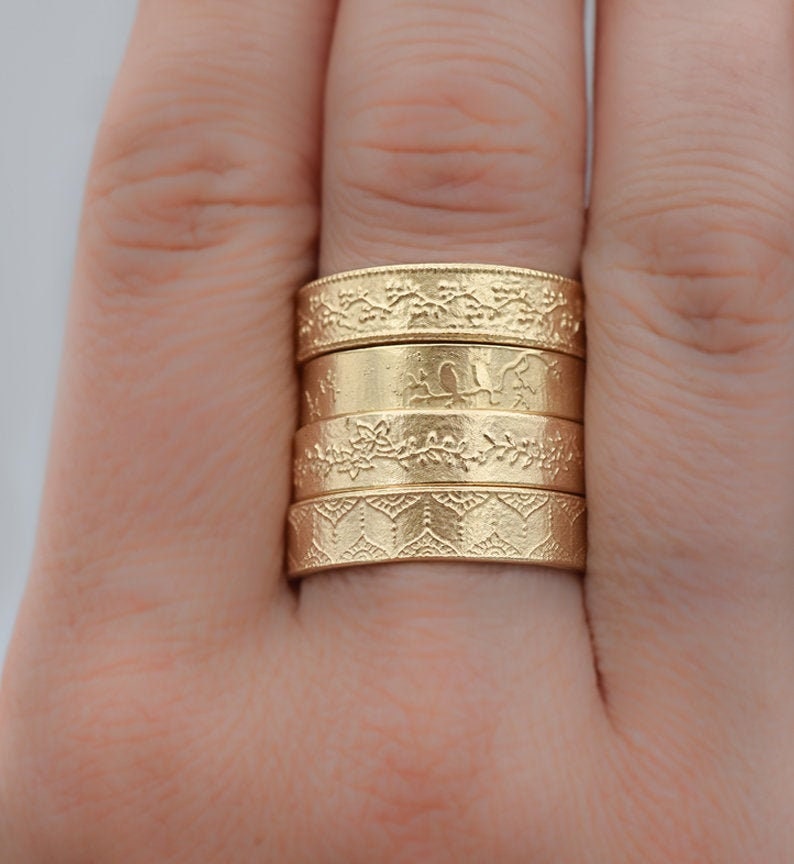 14k Solid Gold Textured Ring