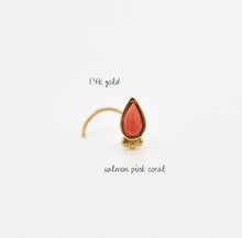 Load image into Gallery viewer, 14k Rose Gold Boho Tiny Drop Nose Stud
