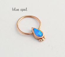 Load image into Gallery viewer, 14k Gold Opal Stone Hoop Ring
