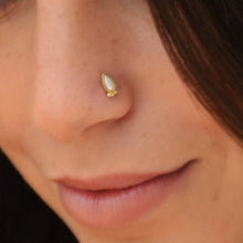 Load image into Gallery viewer, 14k Gold Mother of Pearl Evil Eye Nose Stud
