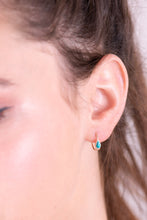Load image into Gallery viewer, 14k Gold Turquoise Dainty Hoop Earrings

