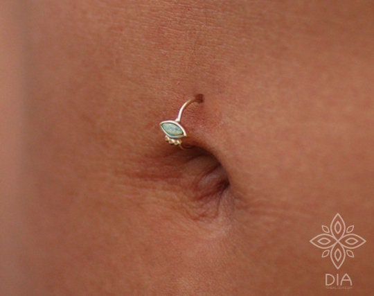 14k Solid Yellow Gold Eye Belly Hoop Ring