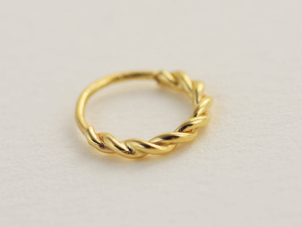 14k Gold Twisted Hoop Ring