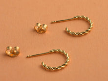 Load image into Gallery viewer, 14k Solid Gold Tribal Hoop Earrings
