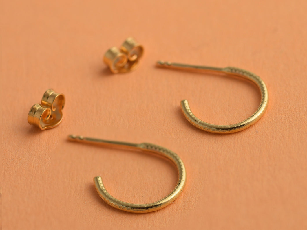 14k Solid Gold Tribal Hoop Earrings