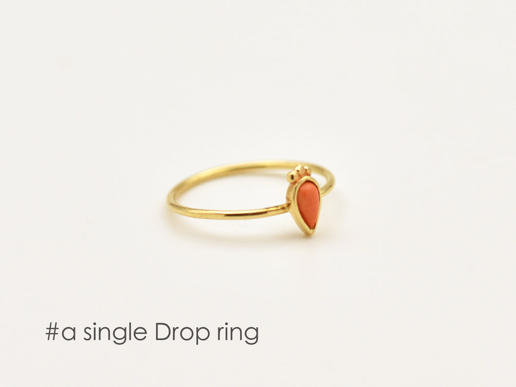 14k Solid Gold Boho Drop Ring