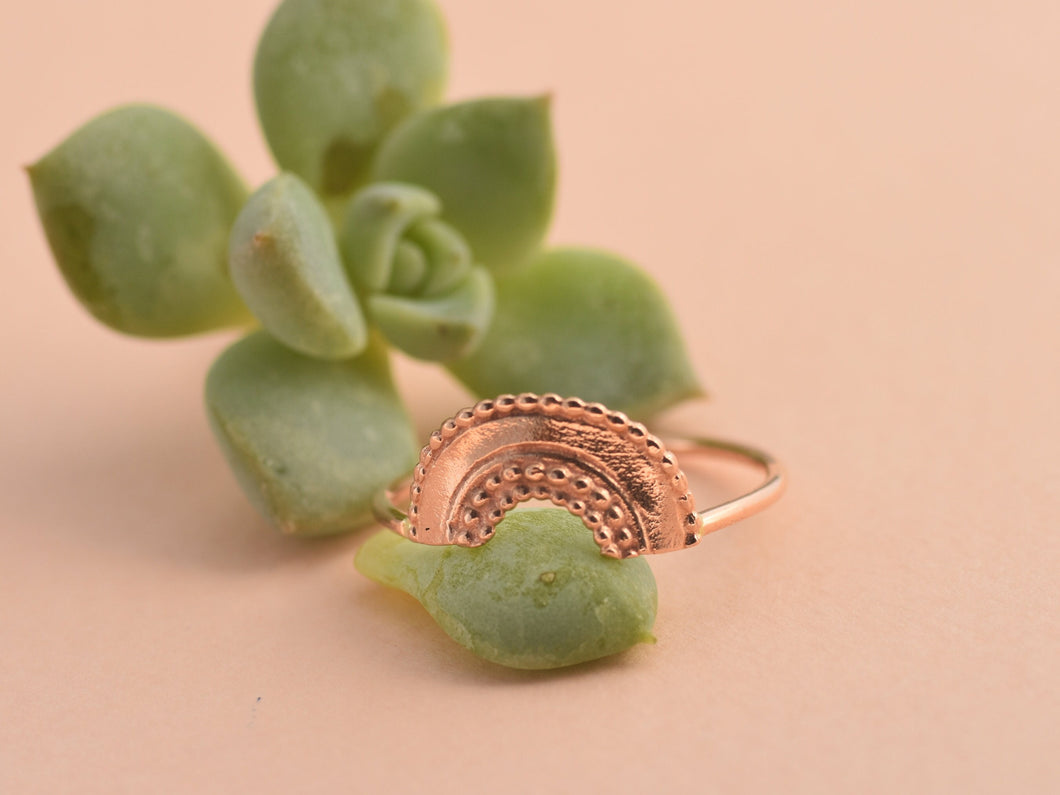 14k Solid Gold Tribal Sun Ring