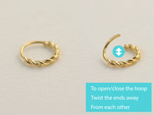 Load image into Gallery viewer, 14K Solid Gold Twisted Nose Hoop Earring - Andy
