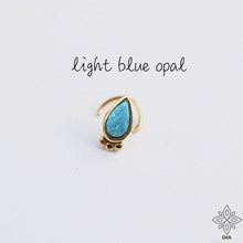 Load image into Gallery viewer, 14k Solid Gold Blue Opal Drop Nose Stud - Andrea
