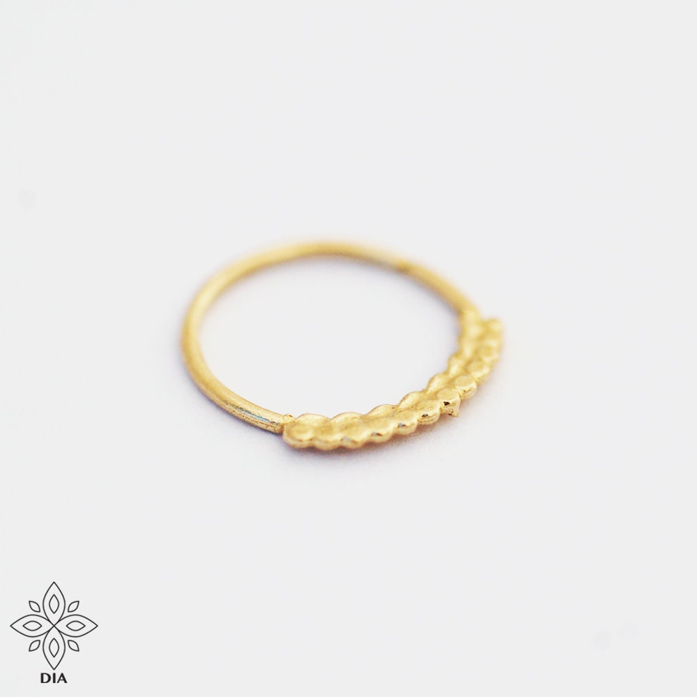 14k Solid Gold Bohemian Hoop Ring