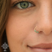 Load image into Gallery viewer, 14K Solid Gold Turquoise beaded Hoop Earring - Melody
