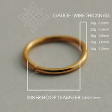 Load image into Gallery viewer, 14K Solid Gold Thin Nose Hoop Ring 16/18/20/22/24 GAUGE - Lily
