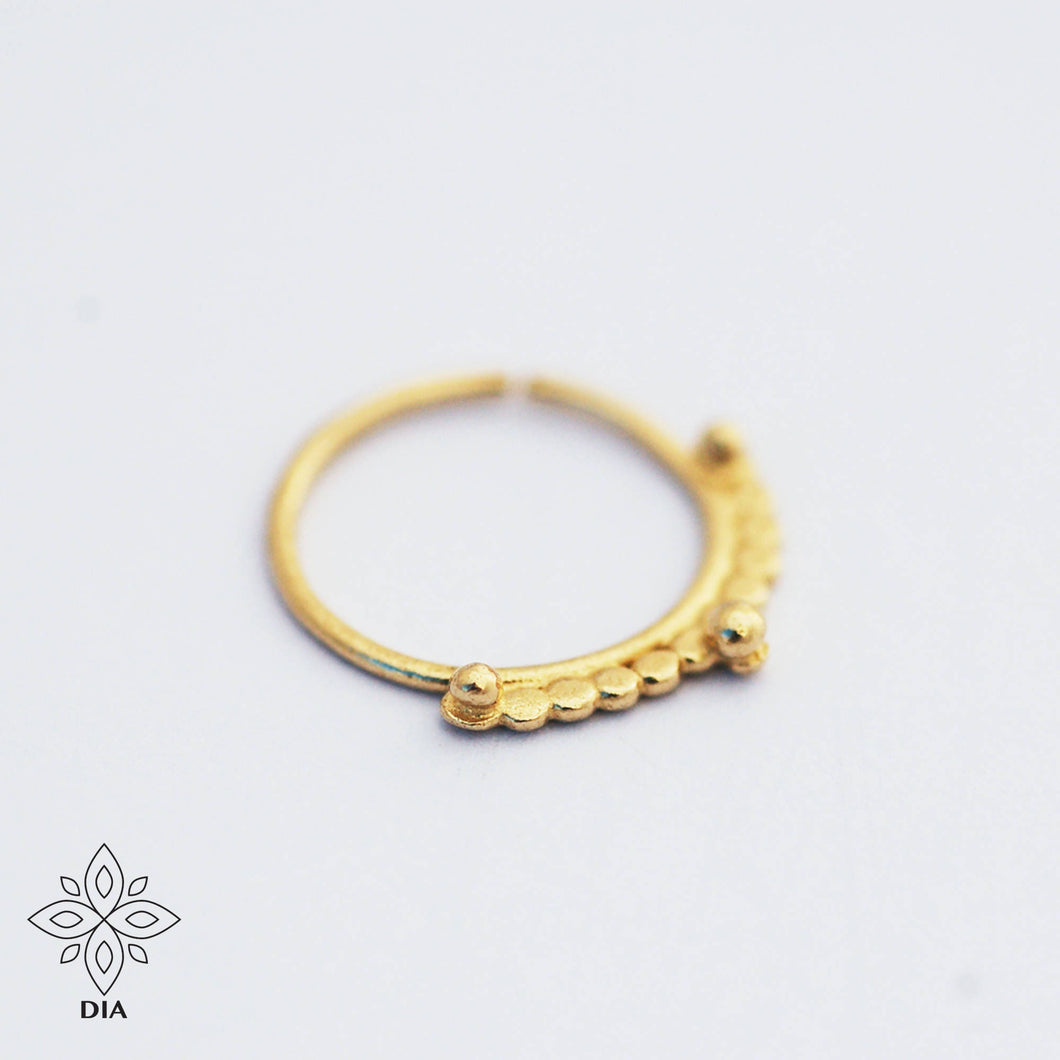 14k Gold Bohemian Dotted Hoop Ring