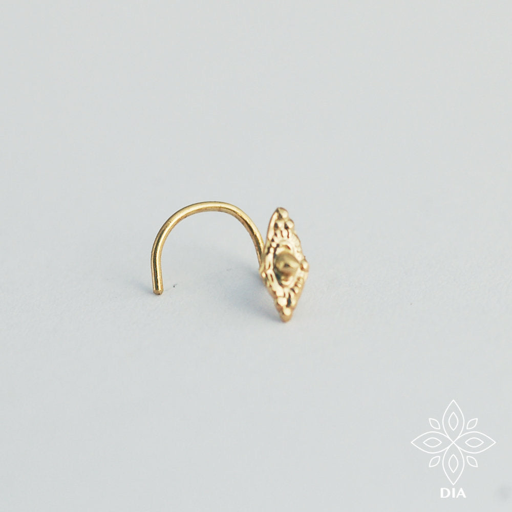 14k Solid Gold Small Filigree Nose Stud - Annabelle
